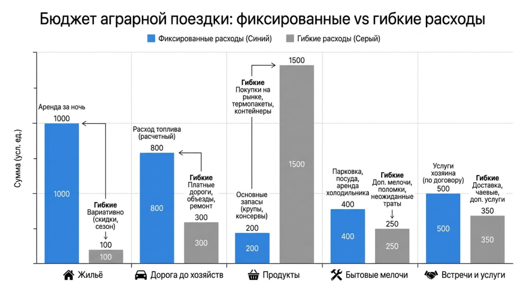 Бюджет аграрной поездки: фиксированные vs гибкие расходы